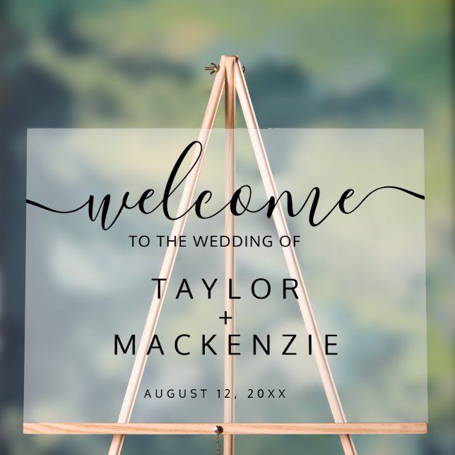Welcome to the wedding personalized black text acrylic sign (Neutral)