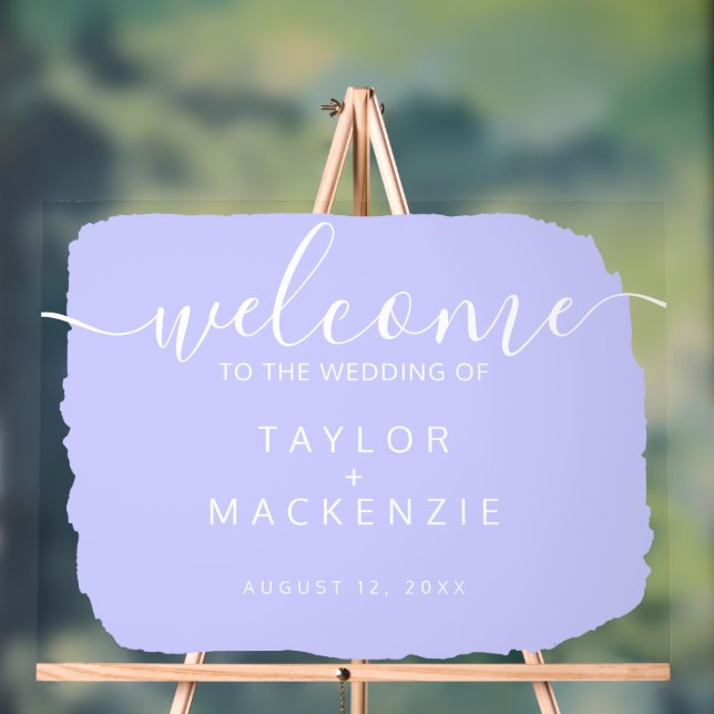 Welcome to the wedding personalized periwinkle acrylic sign (Neutral)