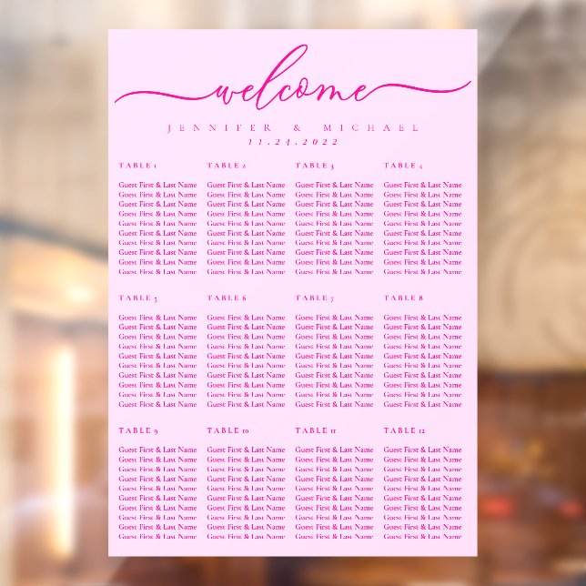 Welcome to the wedding seating chart script number window cling (Sheet 2)