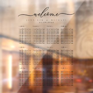 Welcome to the wedding seating chart table numbers window cling