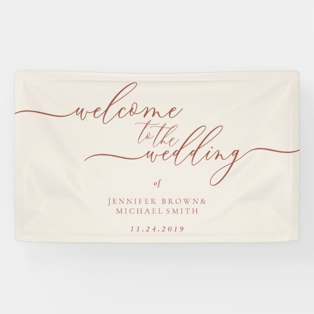 Welcome to the wedding signature party Terracotta Banner