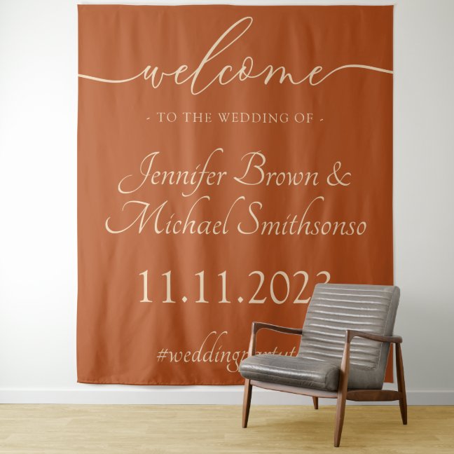 Welcome to the wedding simple minimalist Terracott Tapestry