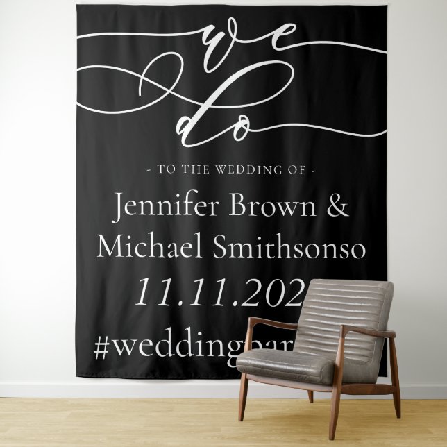 Welcome to the wedding simple we do black tapestry (In Situ)