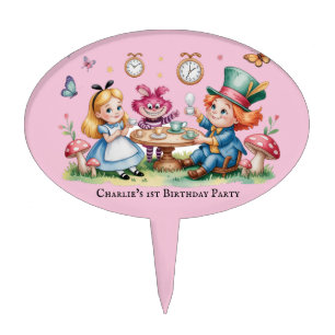 Welcome To The Wonderland 1st Birthday Party Cake Topper