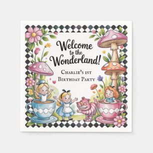 Welcome To The Wonderland 1st Birthday Party Napkins