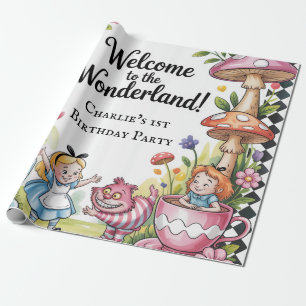 Welcome To The Wonderland 1st Birthday Party Wrapping Paper