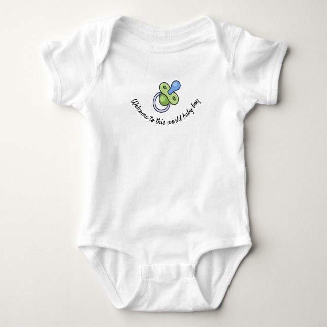 welcome to the world baby boy bodysuit (Front)