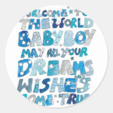 WELCOME BABY BOY CLASSIC ROUND STICKER