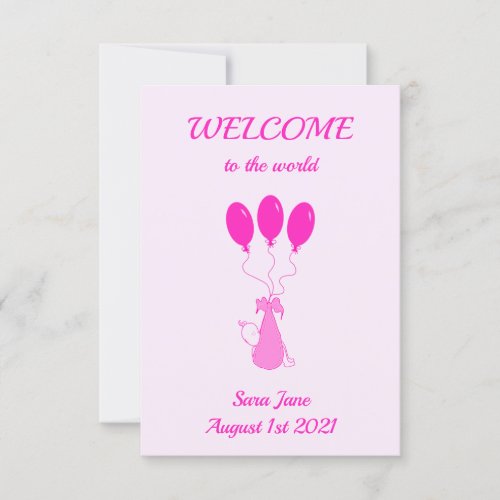 WELCOME to the world _ baby girl card