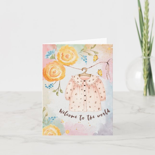 Welcome to the world baby girl, Card for baby girl (Front)