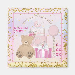 Welcome to the World Baby Girl Name Date Of Birth Magnet
