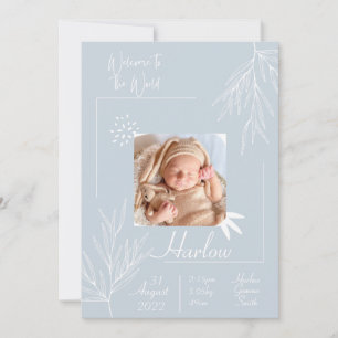 Welcome to the world Birth Announcement Card Blue
