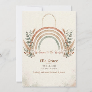 Welcome to the World Boho Birth Announcement