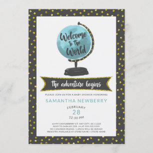 Welcome to the world boy baby shower invitation