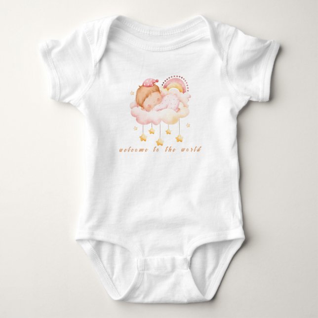 welcome to the world Cute Morden Baby Bodysuit (Front)