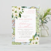 Welcome To The World Floral Map Pink Baby Shower Invitation (Standing Front)