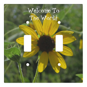 Welcome To The World Flower Photo Yellow Floral Light Switch Cover