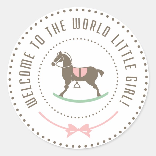 Welcome To The World Little Girl Classic Round Sticker (Front)