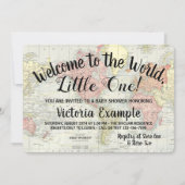 Welcome to the World Map Baby Shower Invitations (Front)