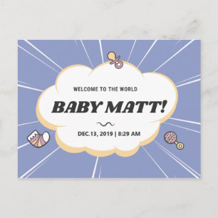 WELCOME TO THE WORLD MY BABY NAME PERSONALIZED POSTCARD