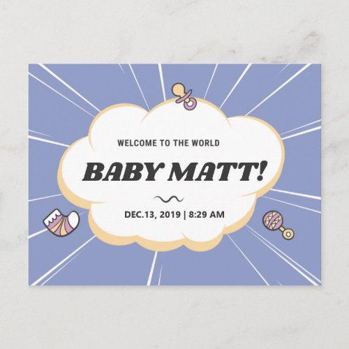 WELCOME TO THE WORLD MY BABY NAME PERSONALIZED POSTCARD