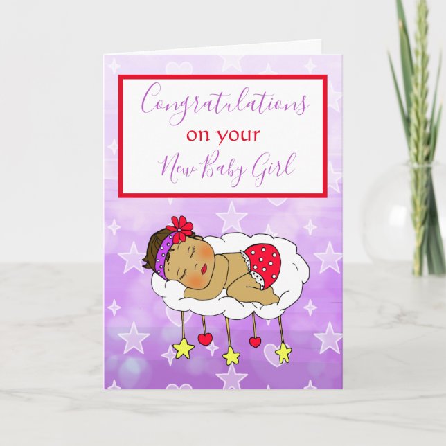 Welcome to the World New Baby Girl Ethnic Baby Car Card (Front)