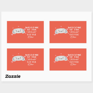 Welcome To The World Newborn - cute Dog face Rectangular Sticker
