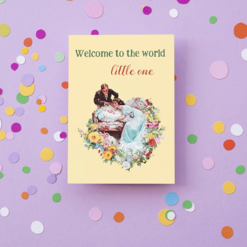 Welcome to the world Newborn Floral Vintage Baby Card