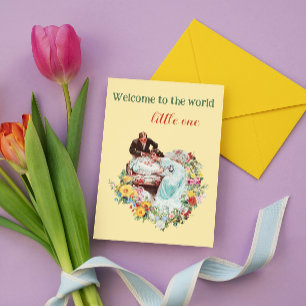 Welcome to the world Newborn Vintage New Baby Card