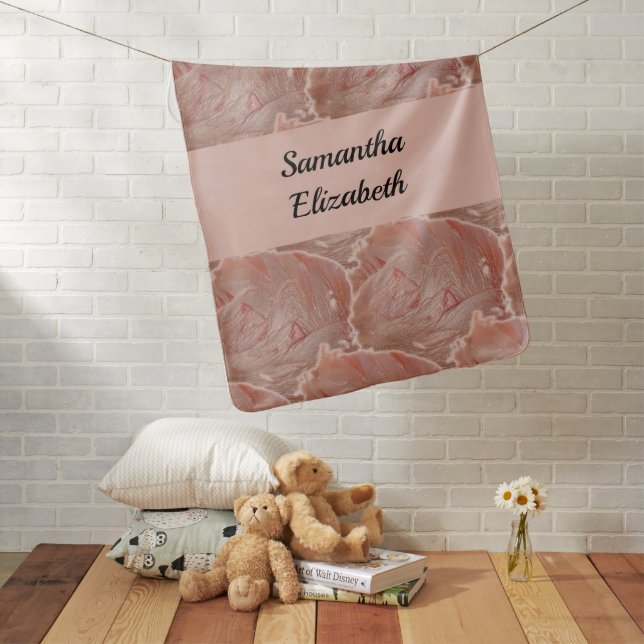 Welcome To The World Pastel Pink Baby Girl Baby Blanket (In Situ)
