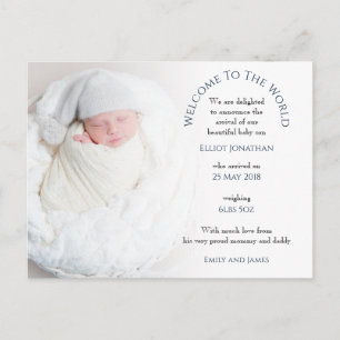 Welcome to the World Photo Birth Announcement Postcard