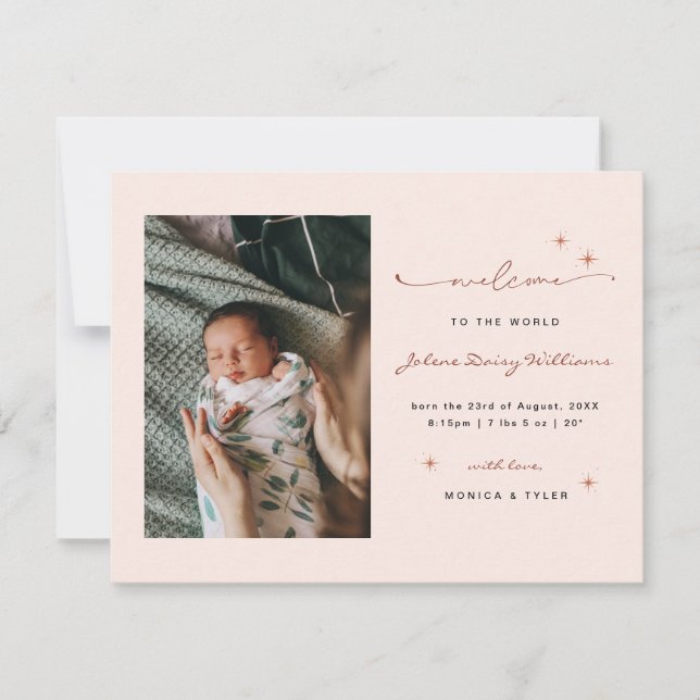 Welcome to the World | | Retro Boho Birth  (Front)