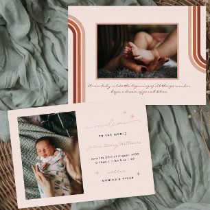 Welcome to the World Retro Boho Birth Card