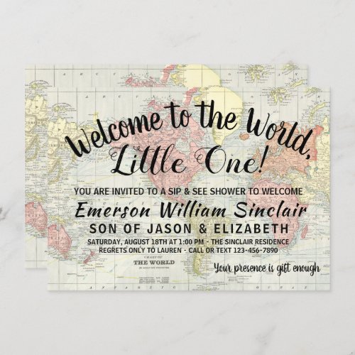 Welcome to the World Sip and See Baby Shower Invitation