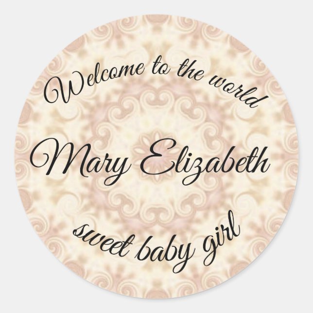 welcome to the world sweet baby girl classic round sticker (Front)