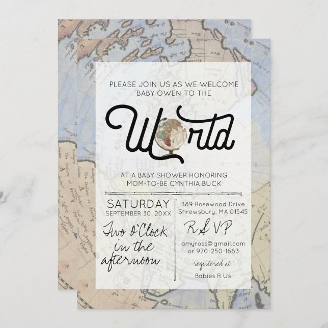 Welcome to the World - Travel Baby Shower Invitation (Front/Back)
