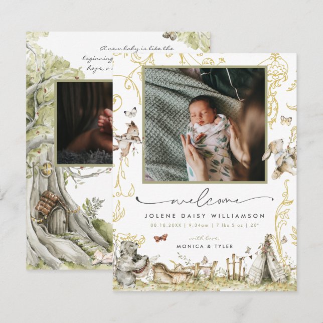Welcome to the World | Woodland Forest Birth (Front/Back)