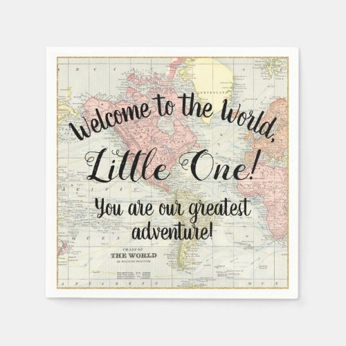 Welcome to the World World Map Baby Shower Napkins