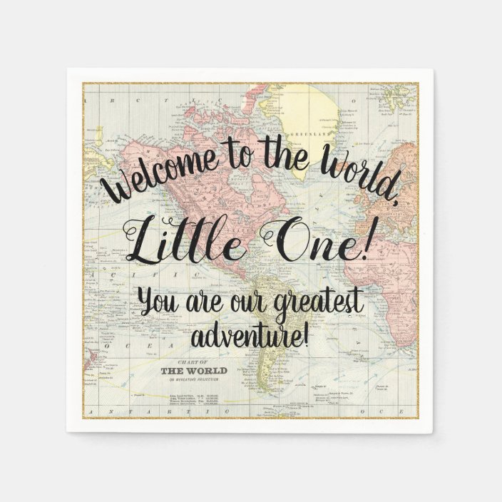 Welcome To The World World Map Baby Shower Napkins Zazzle Com