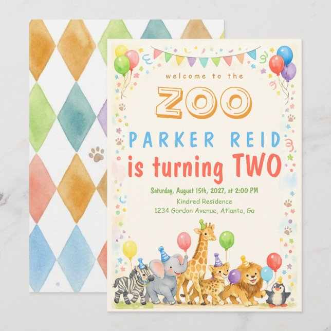 Welcome to the Zoo Invitation (Front/Back)