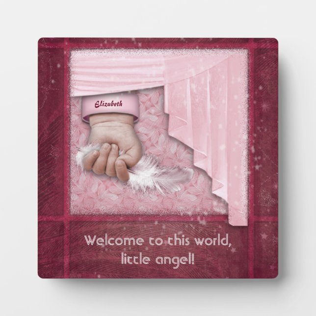 Welcome to this World, Little Angel (customizable) Plaque (Front)