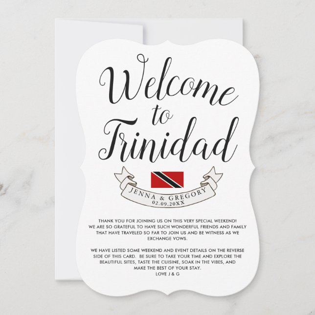 Welcome to Trinidad | Destination Wedding Favor Invitation (Front)