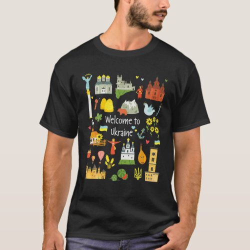 Welcome To Ukraine Ukrainian Flag And Symbols T_Shirt