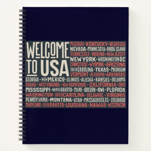 Welcome to USA with all 50 states  Notebook