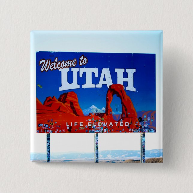 Welcome to Utah Sign Button (Front)
