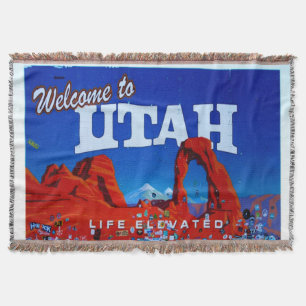 Welcome to Utah Sign Throw Blanket