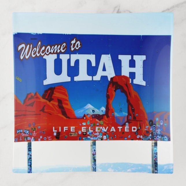 Welcome to Utah Sign Trinket Tray (Front)