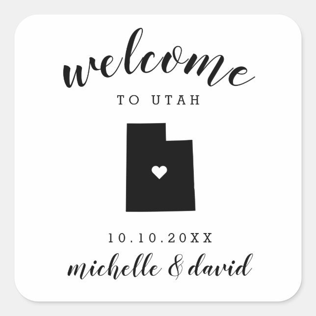 Welcome to Utah | Wedding custom favor Square Sticker (Front)