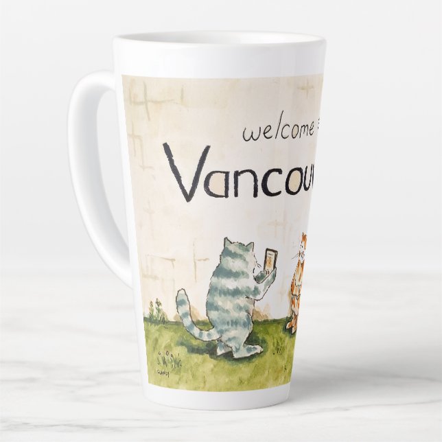 Welcome To Vancouver WA Latte Mug (Left Angle)