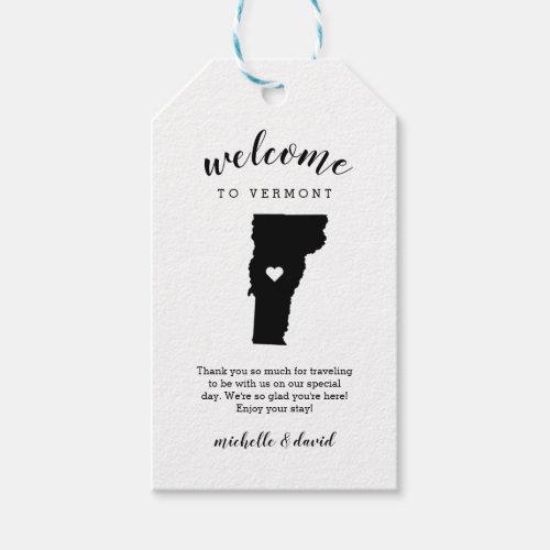 Welcome to Vermont  Calligraphy Wedding Gift Tags